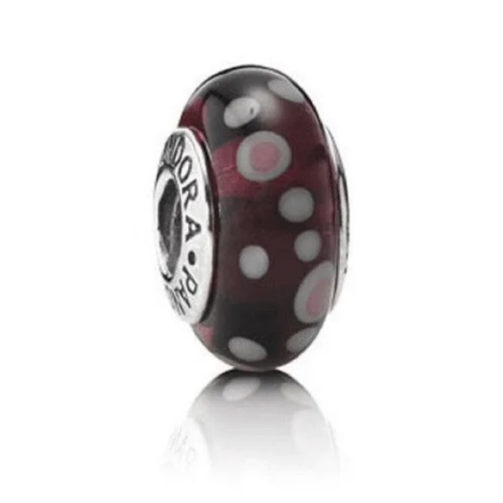 Pandora Retired Sterling Silver Purple Bubbles Murano Glass Bead 790693